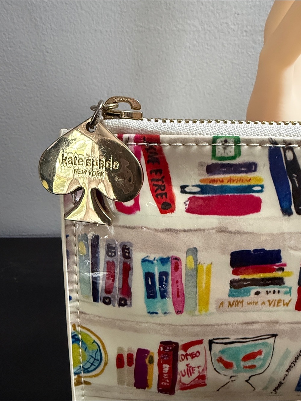 kate spade Multicolor Bookstore Print Zip Pouch on Cream - Picture 2 of 7